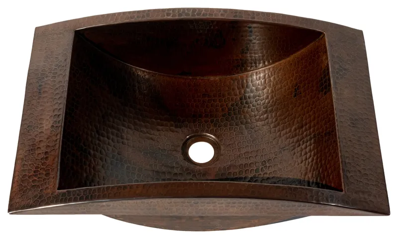 20" Curve canoa with apron, copper sink