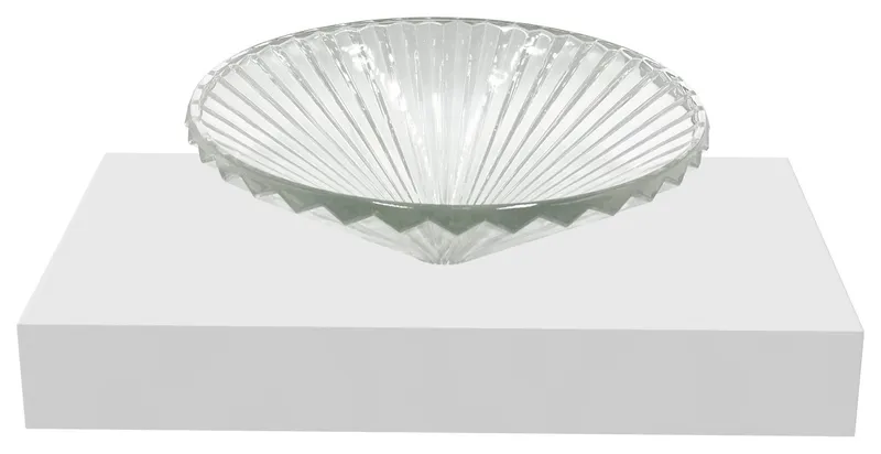 20" Round Crystal Sinks With White Base, Clear, 30" Countertop