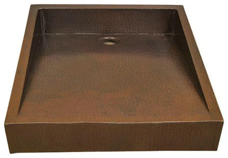 20" Sloping Copper Vessel Sink, Matte Copper