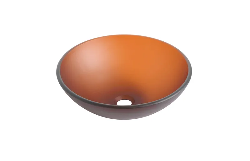 20" Tempered Glass Matte Bath Vessel Sink, Matt Brown, Round