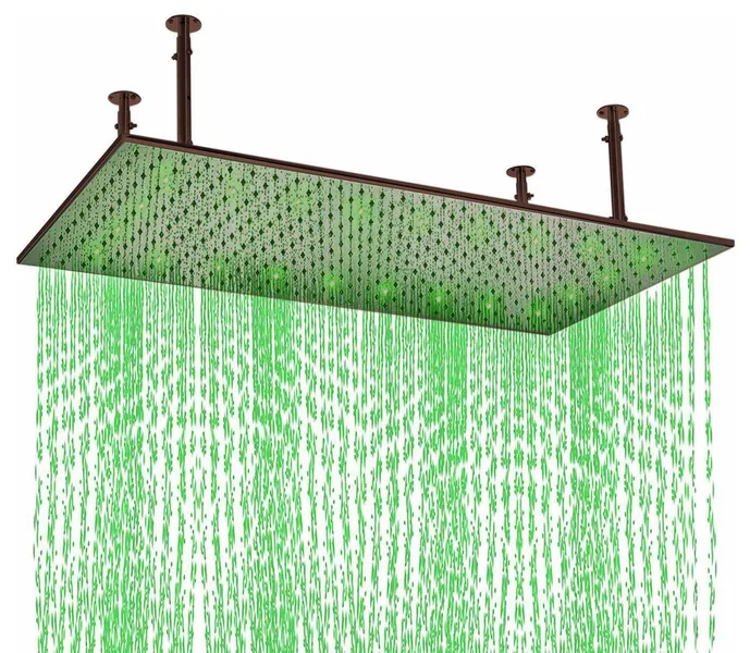 20"X40" Dark Oil Rubbed Bronze Square Ceiling Mount LED Rain Shower Head