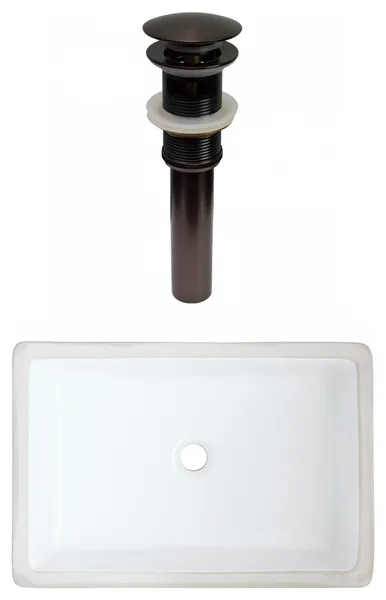 21.5-in. Rectangle UM Sink Set In White, Overflow Drain