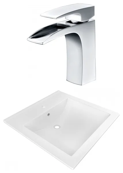 21.5-in. W 1 Hole Ceramic Top Set In White Color