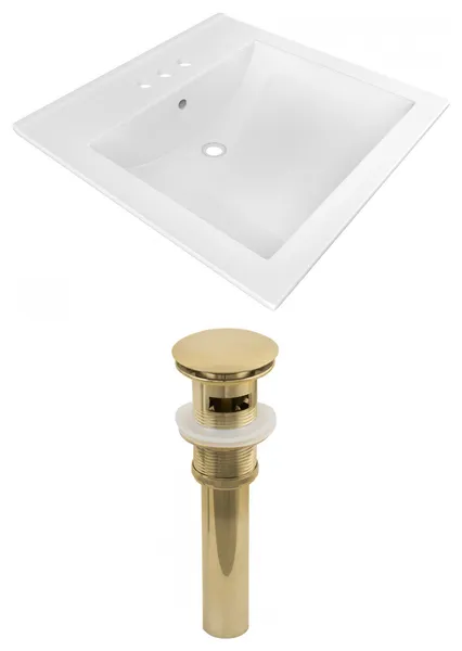 21.5-in. W 3H4-in. Ceramic Top Set In White Color - Overflow Drain Incl.