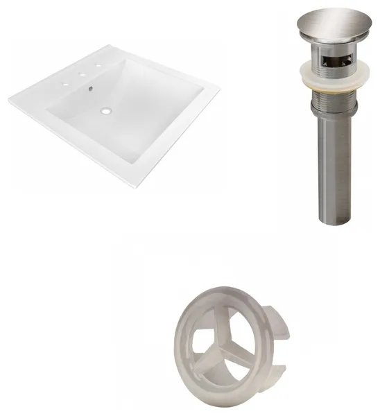 21.5-in. W 3H8-in. Ceramic Top Set In White Color - Overflow Drain Incl.