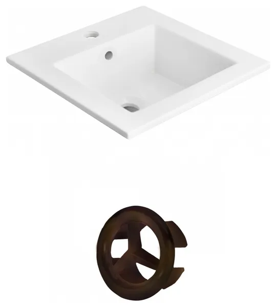 21-in. W 1 Hole Ceramic Top Set In White Color