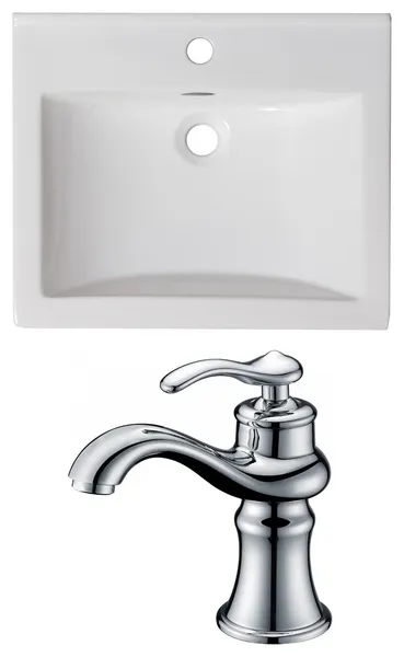 21-in. W 1 Hole Ceramic Top Set In White Color