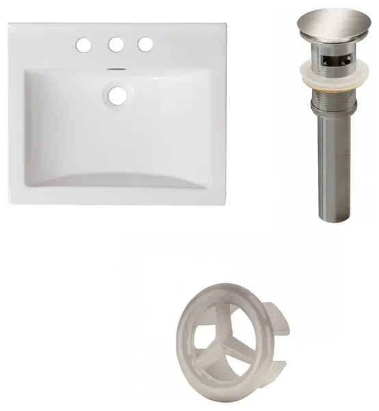 21-in. W 3H4-in. Ceramic Top Set In White Color - Overflow Drain Incl.