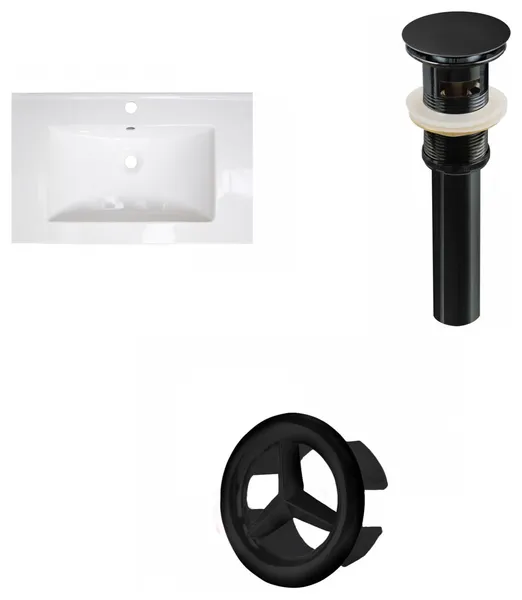 23.75-in. W 1 Hole Ceramic Top Set In White Color - Overflow Drain Incl.