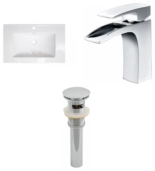 23.75-in. W 1 Hole Ceramic Top Set In White Color - Overflow Drain Incl.