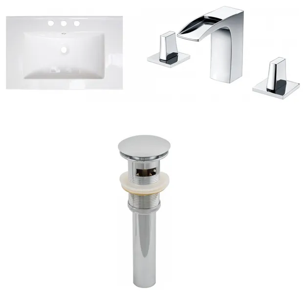 23.75-in. W 3H8-in. Ceramic Top Set In White Color - Overflow Drain Incl.