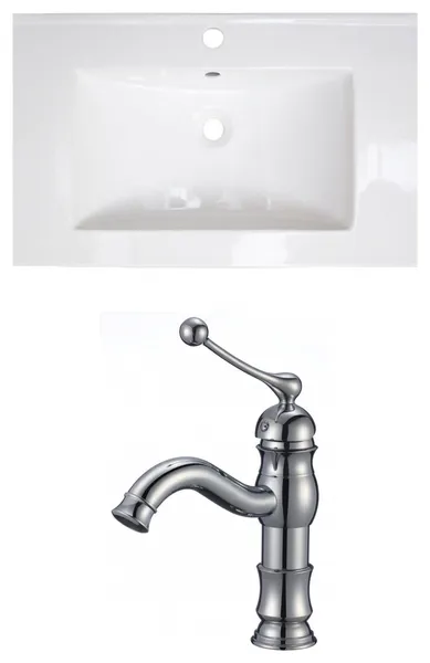 24.25-in. W 1 Hole Ceramic Top Set In White Color