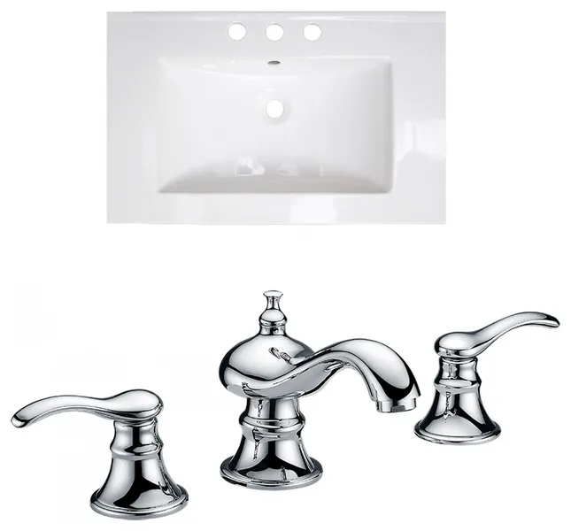 24.25-in. W 3H8-in. Ceramic Top Set In White Color
