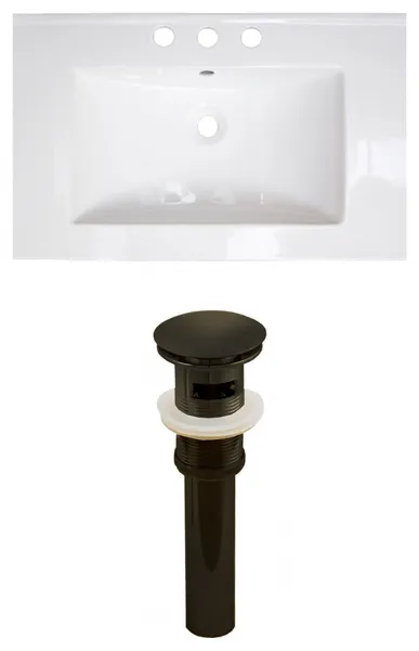 24.25-in. W 3H8-in. Ceramic Top Set In White Color - Overflow Drain Incl.