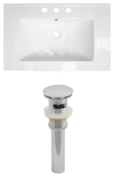 24.25-in. W 3H8-in. Ceramic Top Set In White Color - Overflow Drain Incl.