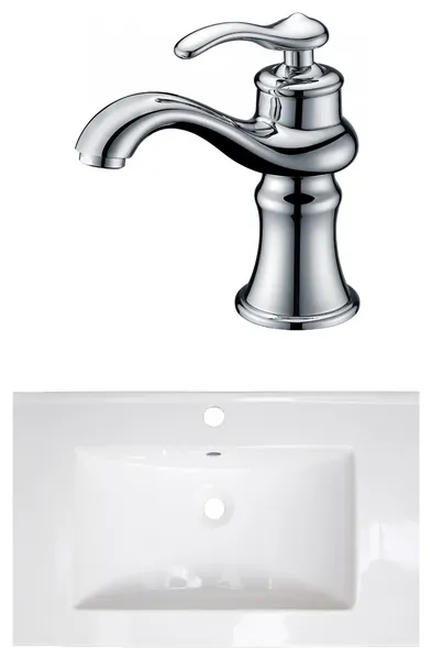 24-in. W 1 Hole Ceramic Top Set In White Color