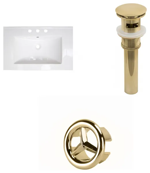 24-in. W 3H4-in. Ceramic Top Set In White Color - Overflow Drain Incl.