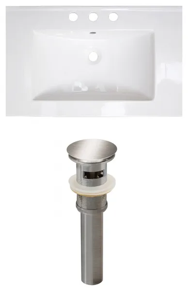 24-in. W 3H4-in. Ceramic Top Set In White Color - Overflow Drain Incl.