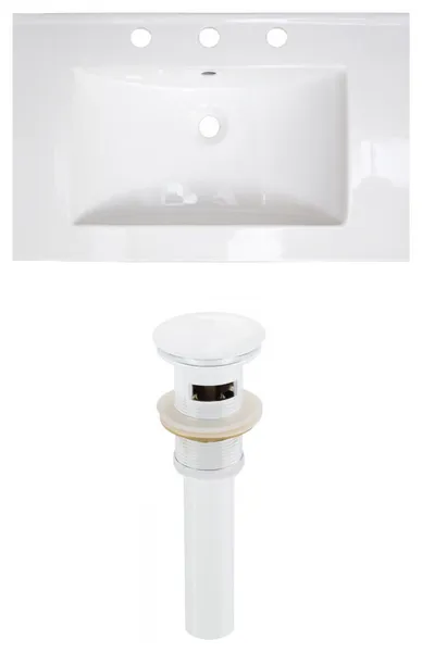 24-in. W 3H8-in. Ceramic Top Set In White Color - Overflow Drain Incl.