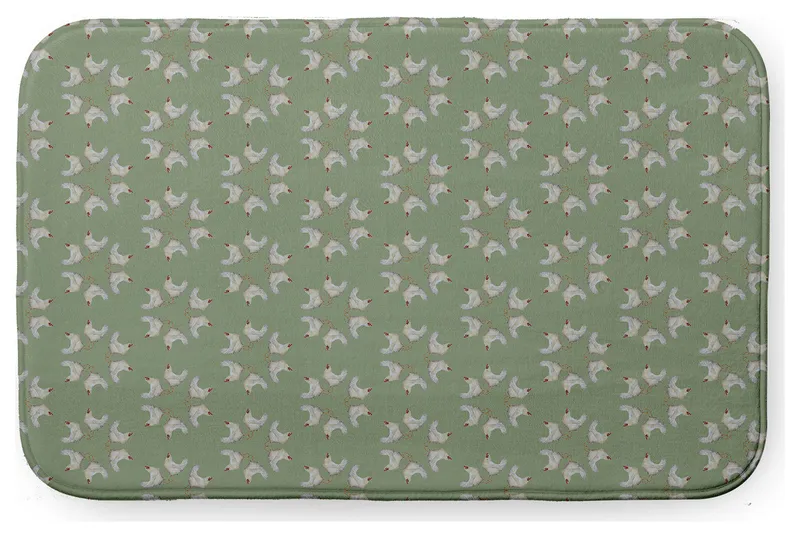 24" x 17" Chickens-go-round Bathmat, Laurel Tree Green