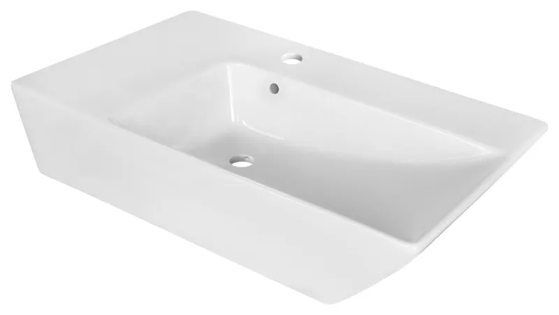 25.5-in. W Above Counter White Vessel For 1 Hole Center Drilling