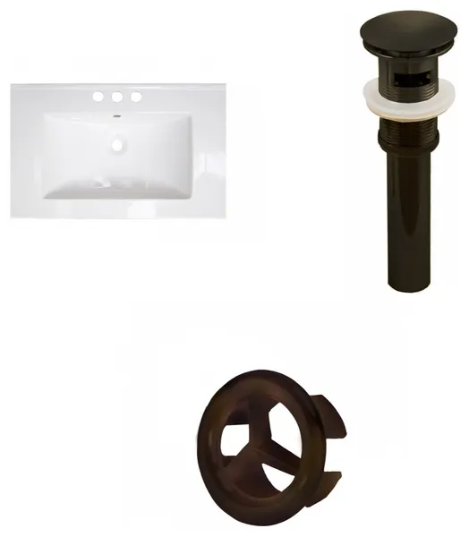 25-in. W 3H4-in. Ceramic Top Set In White Color - Overflow Drain Incl.