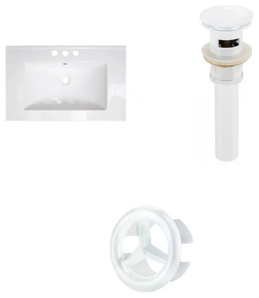 25-in. W 3H4-in. Ceramic Top Set In White Color - Overflow Drain Incl.