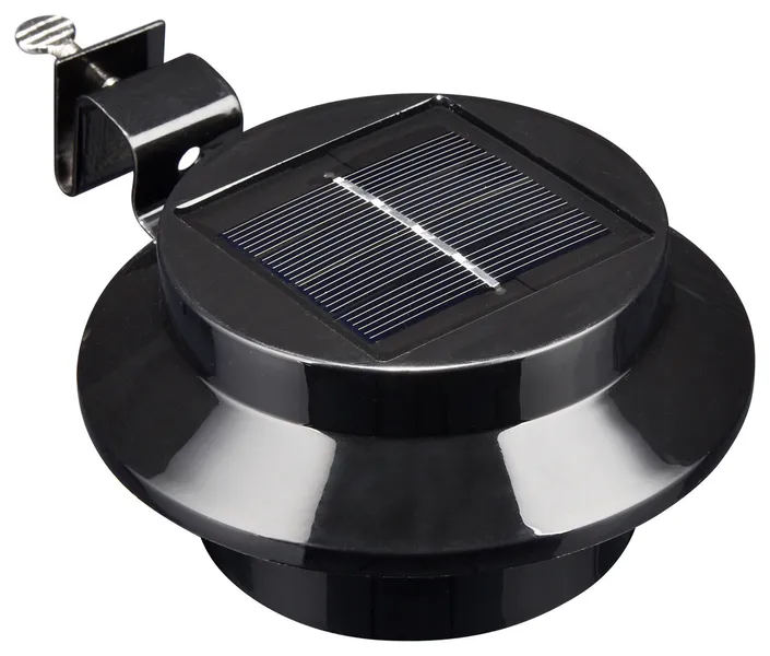 3 LED Solar Gutter Light Waterproof Outdoor Garden Fence Wall Stair Lights Black