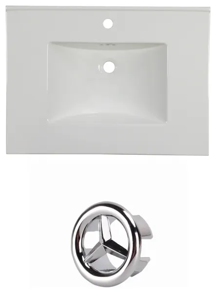 30.75-in. W 1 Hole Ceramic Top Set In White Color