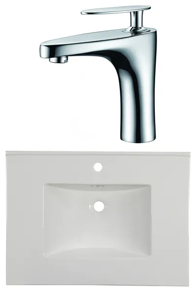 30.75-in. W 1 Hole Ceramic Top Set In White Color
