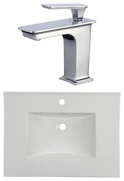 30.75-in. W 1 Hole Ceramic Top Set In White Color