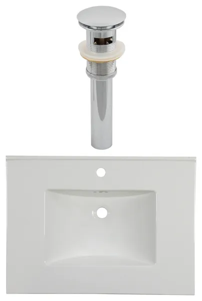 30.75-in. W 1 Hole Ceramic Top Set In White Color - Overflow Drain Incl.