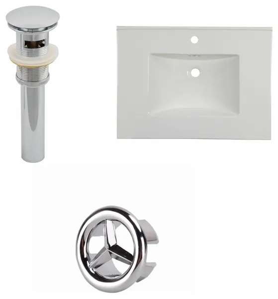 30.75-in. W 1 Hole Ceramic Top Set In White Color - Overflow Drain Incl.