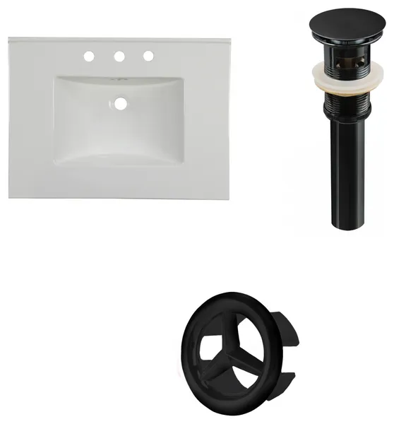 30.75-in. W 3H8-in. Ceramic Top Set In White Color - Overflow Drain Incl.