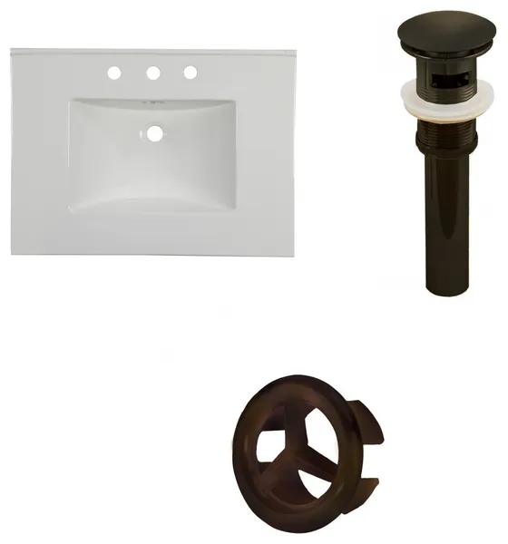 30.75-in. W 3H8-in. Ceramic Top Set In White Color - Overflow Drain Incl.