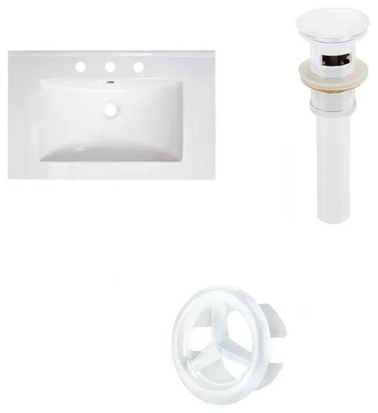 30-in. W 3H8-in. Ceramic Top Set In White Color - Overflow Drain Incl.