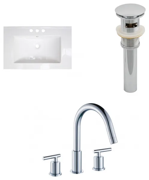 30-in. W 3H8-in. Ceramic Top Set In White Color - Overflow Drain Incl.