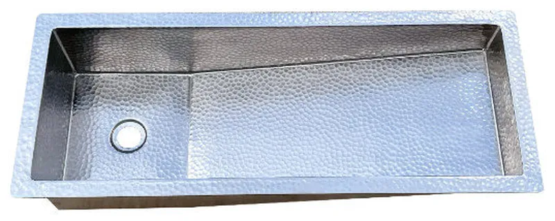 30" Nickel Plated Hammered Copper Trough Bathroom Sink