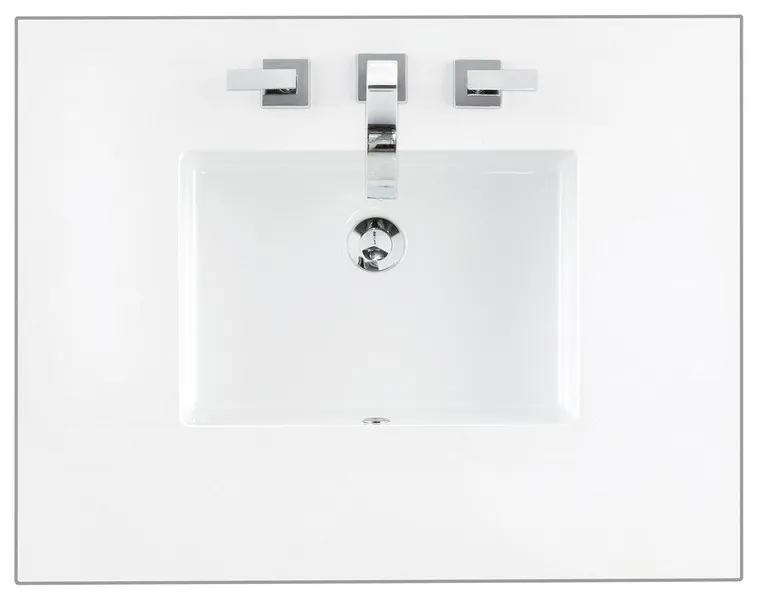 30" Single Top, 3 Cm Classic White Quartz W/ Sink