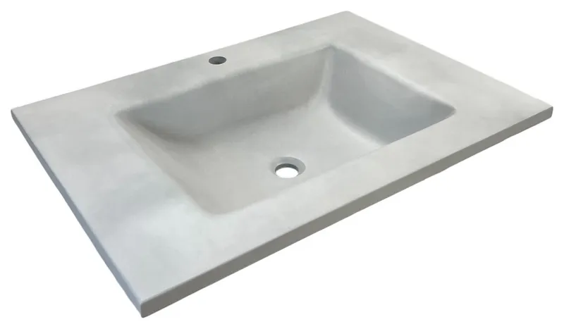 31" Single Concrete Rectangular Sink Top with Rectangle Sink, Light Gray