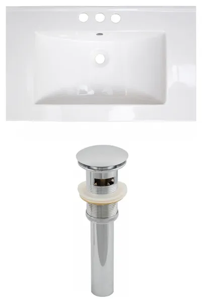32-in. W 3H4-in. Ceramic Top Set In White Color - Overflow Drain Incl.