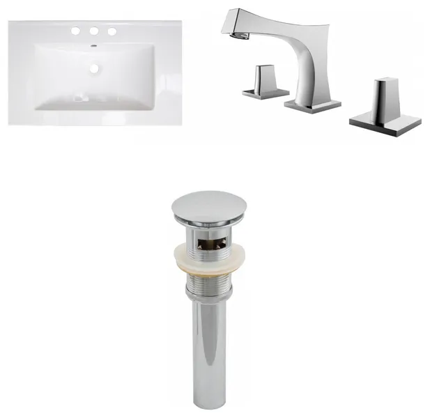 32-in. W 3H8-in. Ceramic Top Set In White Color - Overflow Drain Incl.