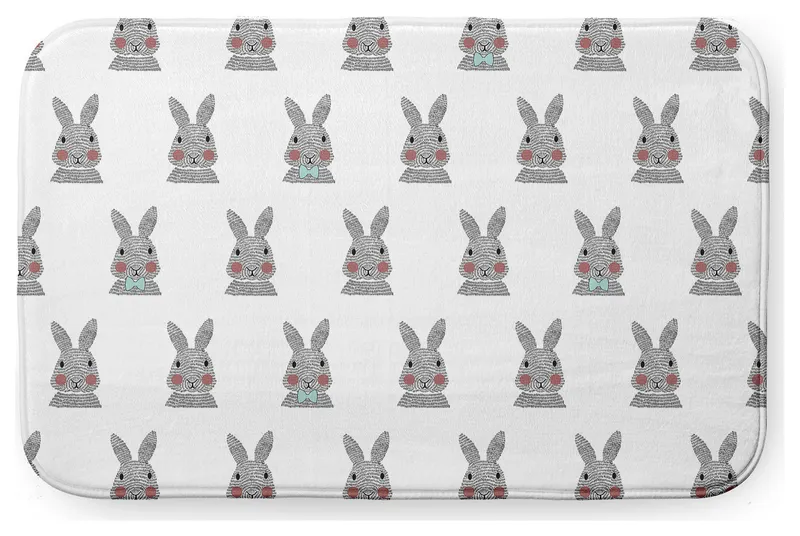 34" x 21" Bunny Fluffle Bathmat, Wave Top Blue