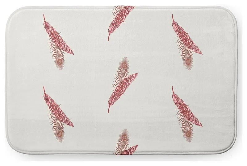 34" x 21" Feather Stripe Bathmat, Ligonberry Red