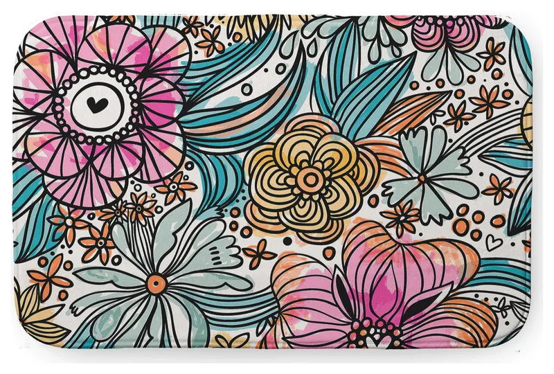 34" x 21" Flower Melange Bathmat, Orange