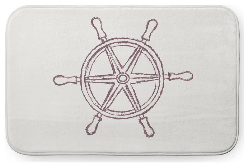 34" x 21" Large Ship Wheel Bathmat, Dusty Purple