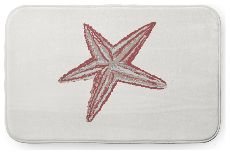 34" x 21" Starfish Bathmat, Ligonberry Red