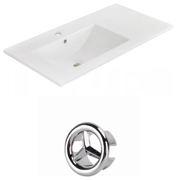 35.5-in. W 1 Hole Ceramic Top Set In White Color
