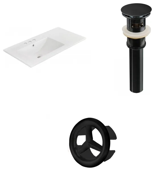35.5-in. W 3H4-in. Ceramic Top Set In White Color - Overflow Drain Incl.