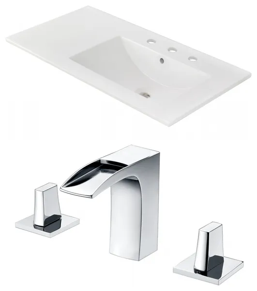 35.5-in. W 3H8-in. Ceramic Top Set In White Color